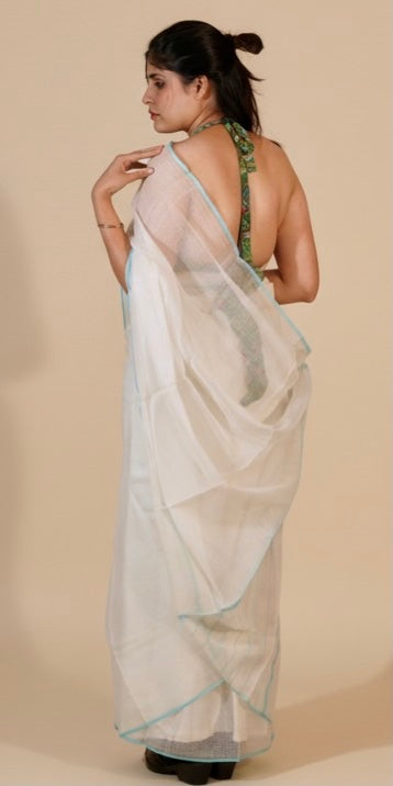 Off White Kota Doria Handloom Saree – Rajasthan