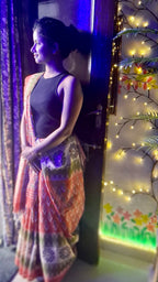 Coral Sambalpuri Ikat Handloom Saree: Odisha