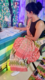 Coral Sambalpuri Ikat Handloom Saree: Odisha
