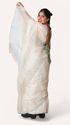 Off White Kota Doria Handloom Saree – Rajasthan