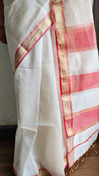 Off-White Maheshwari Handloom Saree - Madhya Pradesh