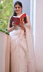 Off White Kota Doria Handloom Saree – Rajasthan