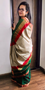 Bottle Green Maheshwari Handloom Saree - Madhya Pradesh