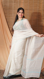 Off White Kota Doria Handloom Saree – Rajasthan