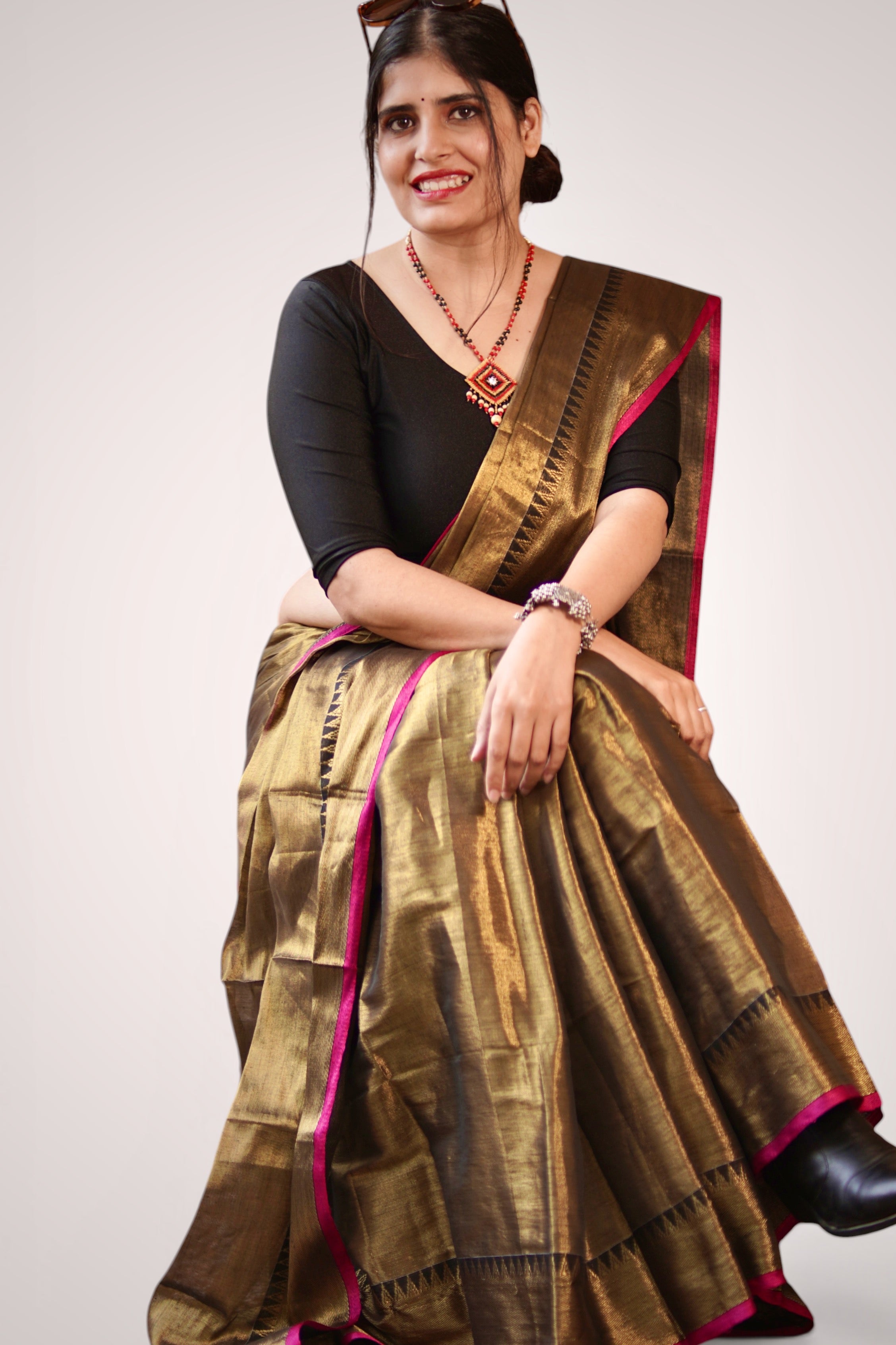 Golden Tissue Cotton Handloom Saree – West Bengal