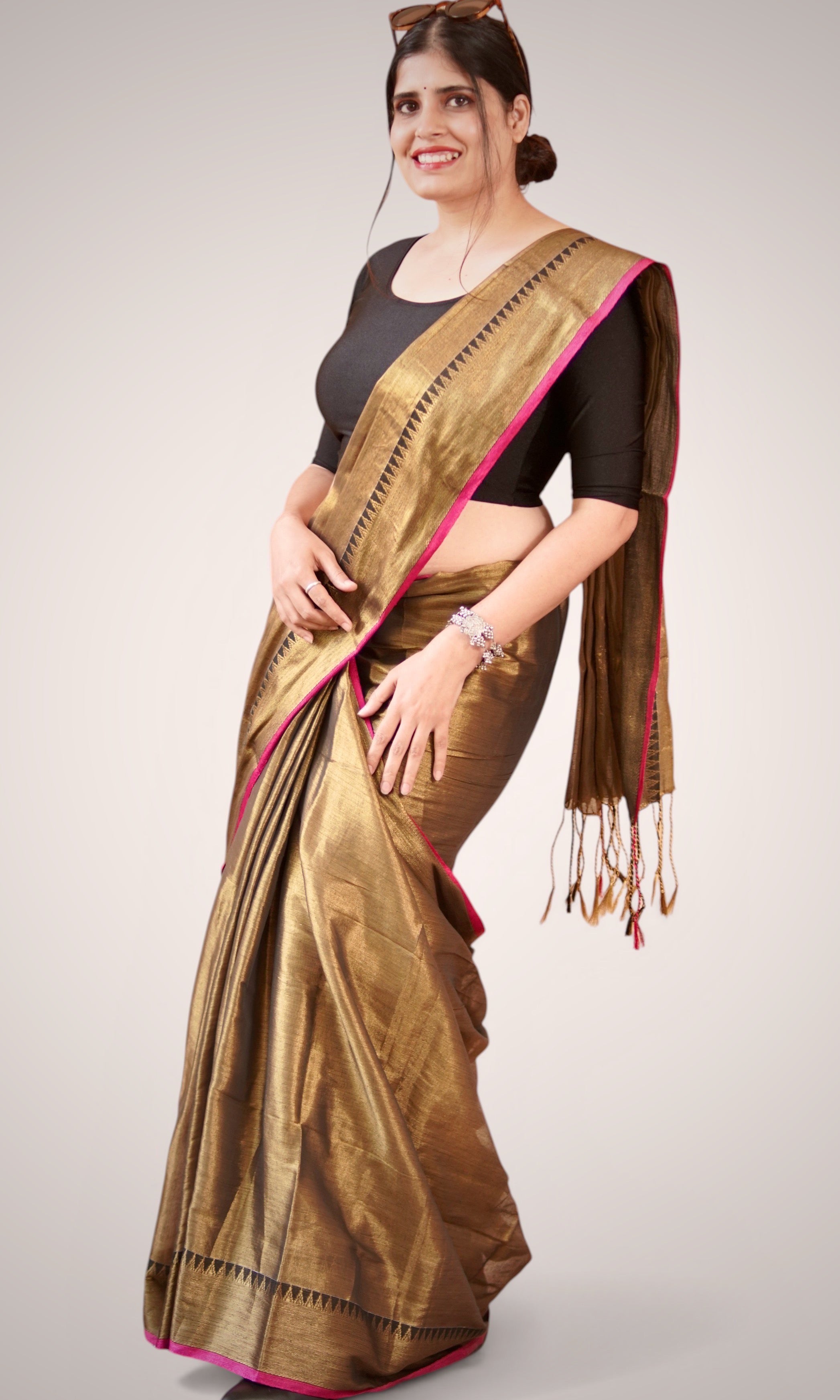 Golden Tissue Cotton Handloom Saree – West Bengal