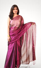 Magenta Tissue Cotton Handloom Saree – West Bengal