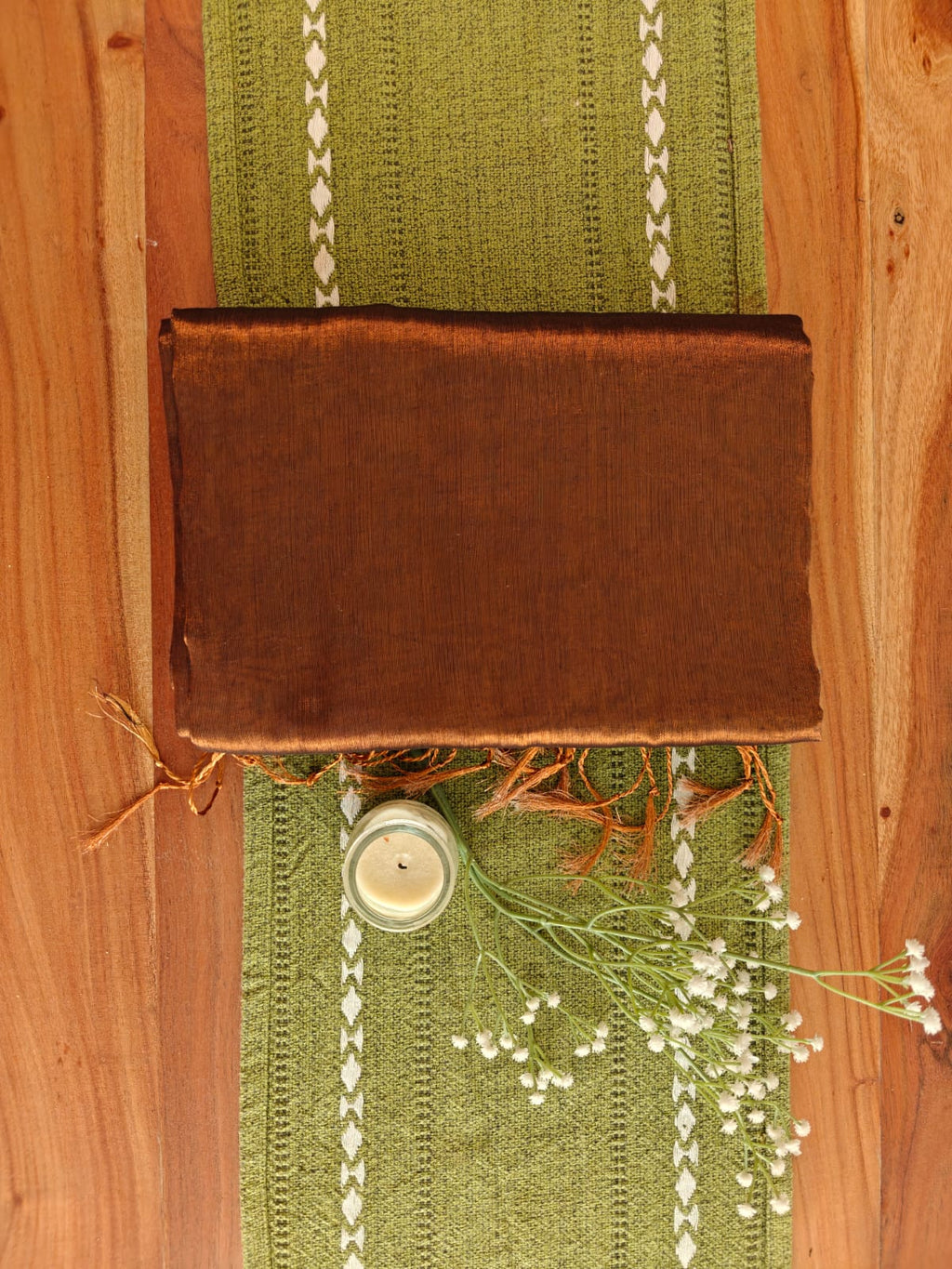 Copper Brown Tissue Cotton Handloom Saree – West Bengal