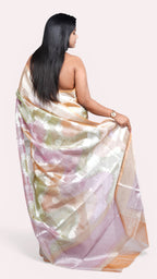 pallu of pastel peach tissue rangkat banarasi handloom saree