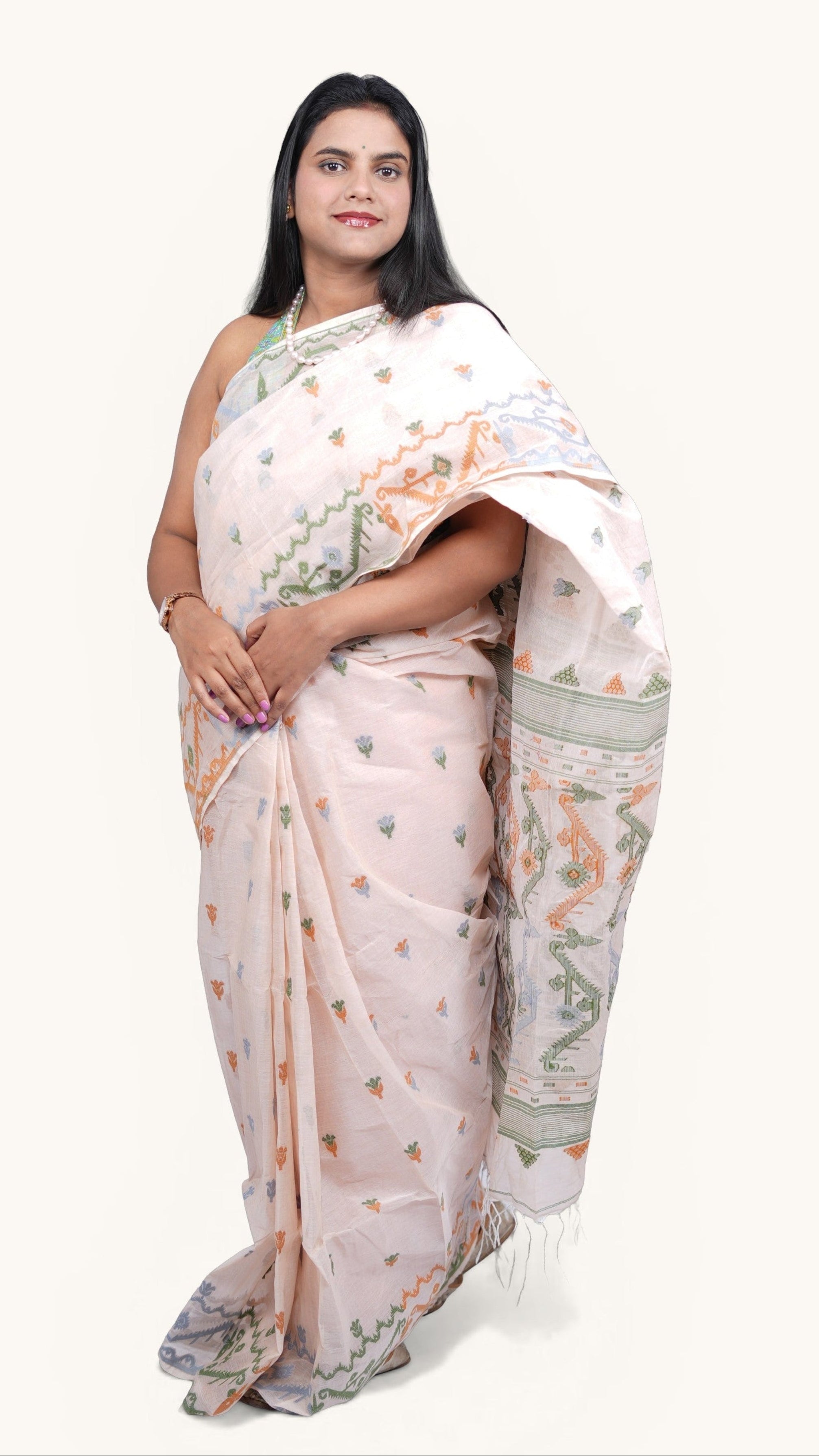 Ivory Baluchari Taant Saree: West Bengal